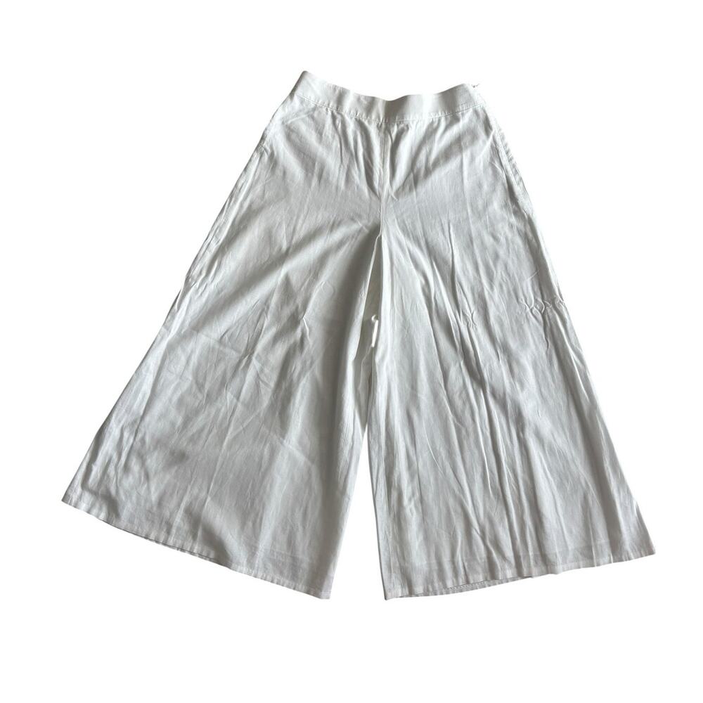 KATE SPADE LINEN COTTON BLEND WHITE WIDE-LEG PANTS SIZE 12